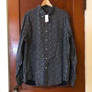 J Crew Flex Washed Classic Button Down Navy Floral